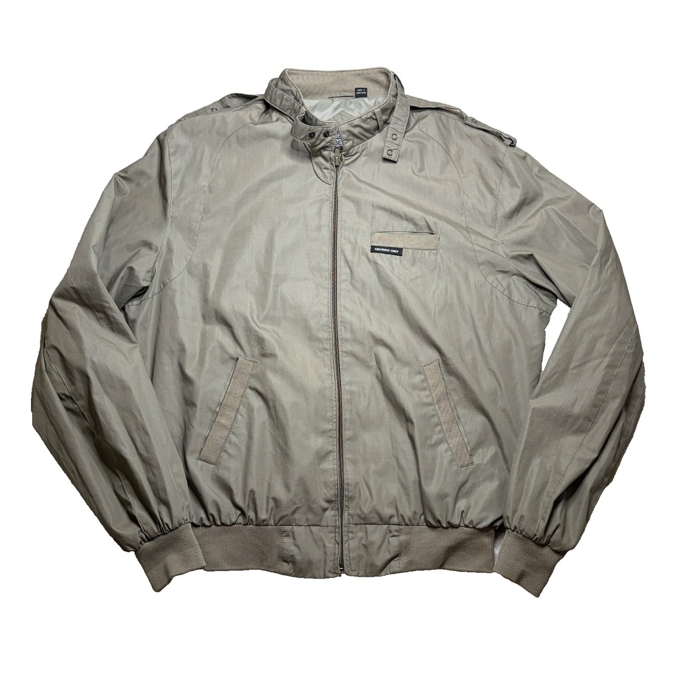 Vtg Members Only Iconic Racer Jacket Mens 42L Gray Retro 80s Classic Bomber